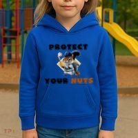 Funny Squirrel Catcher Protect Your Nuts Baseball Gift Kids Hoodie thumb 3