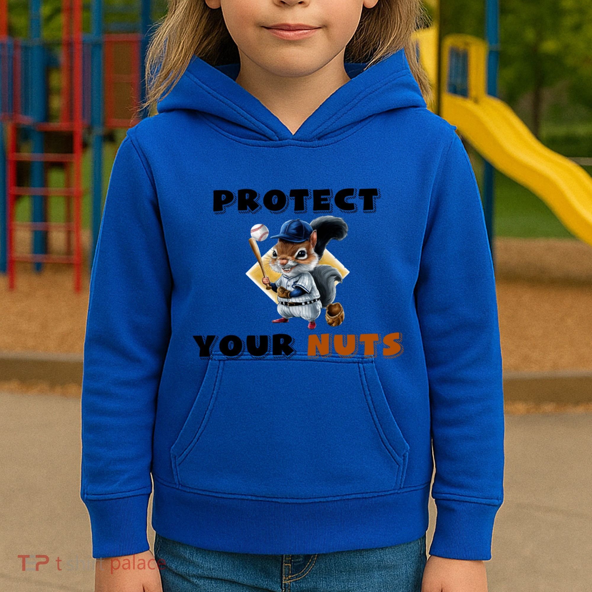 Funny Squirrel Catcher Protect Your Nuts Baseball Gift Kids Hoodie