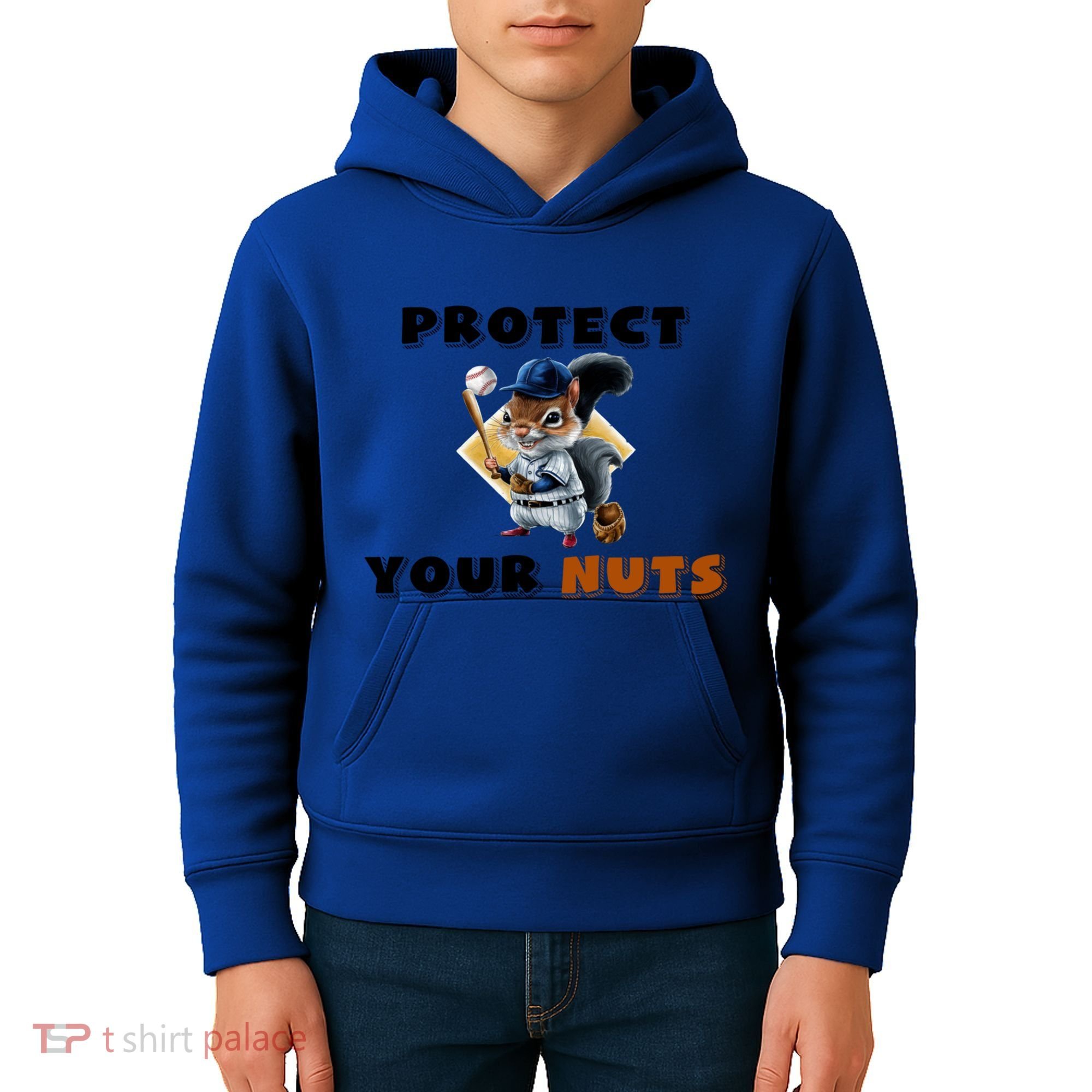 Funny Squirrel Catcher Protect Your Nuts Baseball Gift Kids Hoodie