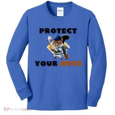 Funny Squirrel Catcher Protect Your Nuts Baseball Gift Kids Long Sleeve Shirt