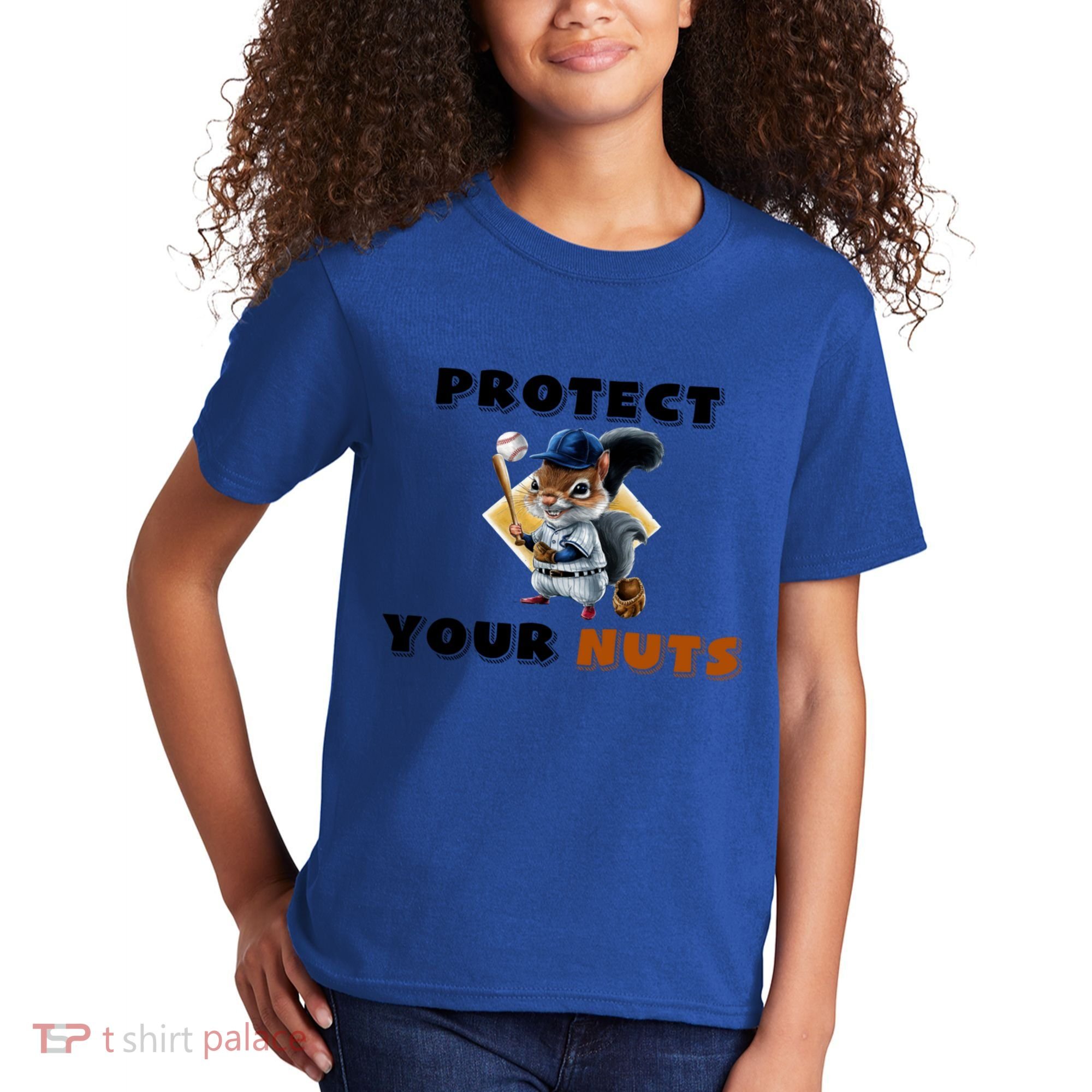 Funny Squirrel Catcher Protect Your Nuts Baseball Gift Kids T-Shirt