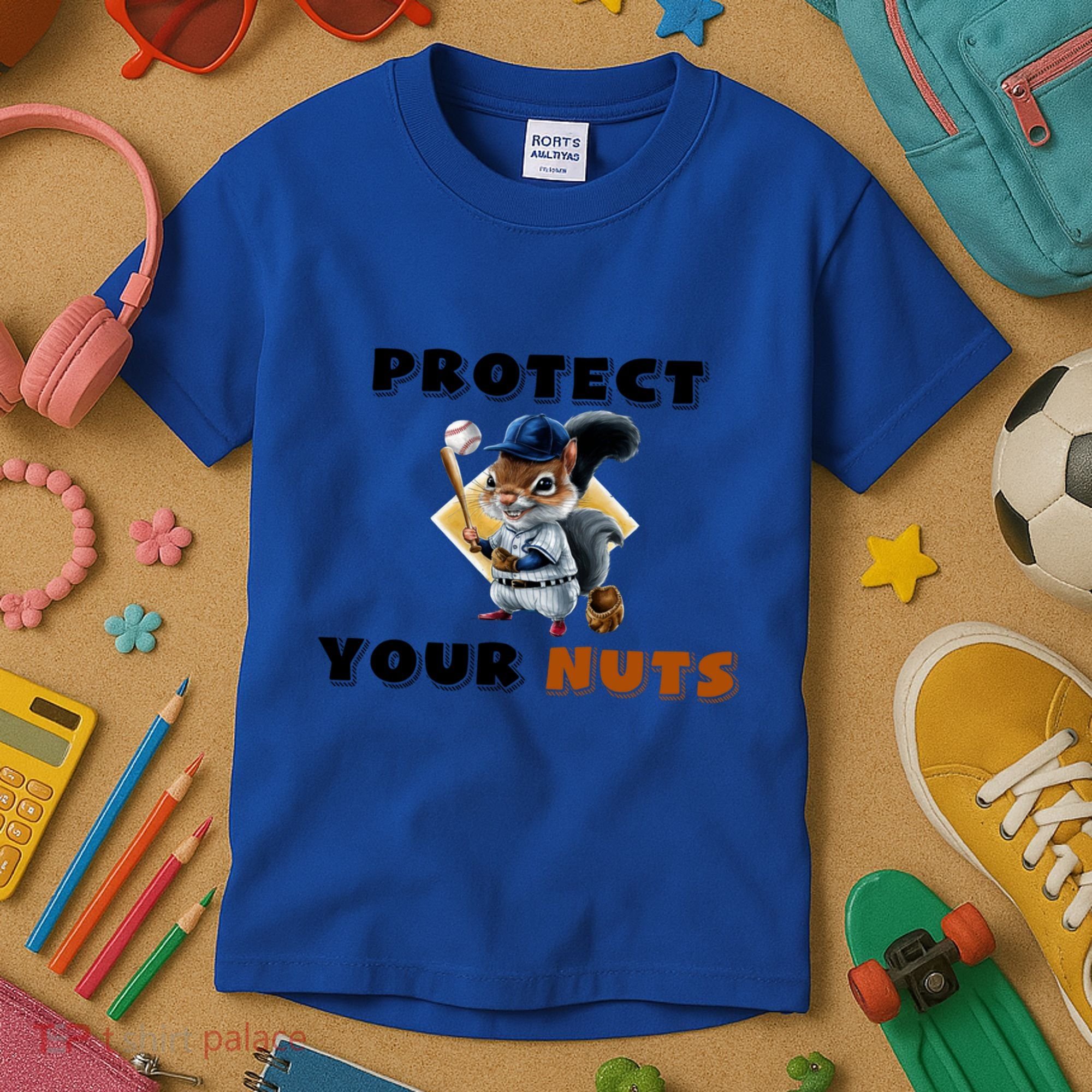 Funny Squirrel Catcher Protect Your Nuts Baseball Gift Kids T-Shirt