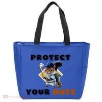 Funny Squirrel Catcher Protect Your Nuts Baseball Gift Tote Bag thumb 0
