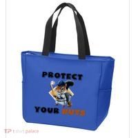 Funny Squirrel Catcher Protect Your Nuts Baseball Gift Tote Bag thumb 3