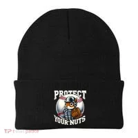 Funny Squirrel Catcher Protect Your Nuts Baseball Lover Gift Beanie thumb 0