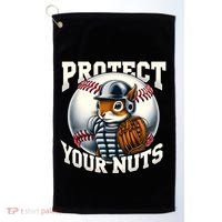 Funny Squirrel Catcher Protect Your Nuts Baseball Lover Gift Golf Towel thumb 0