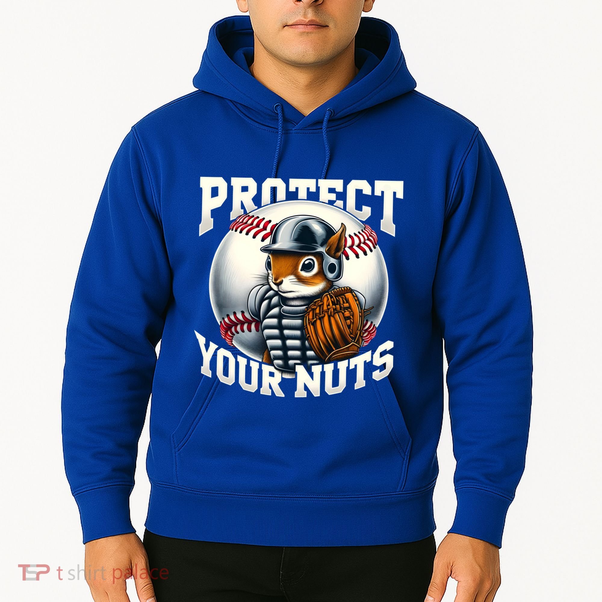 Funny Squirrel Catcher Protect Your Nuts Baseball Lover Gift Hoodie