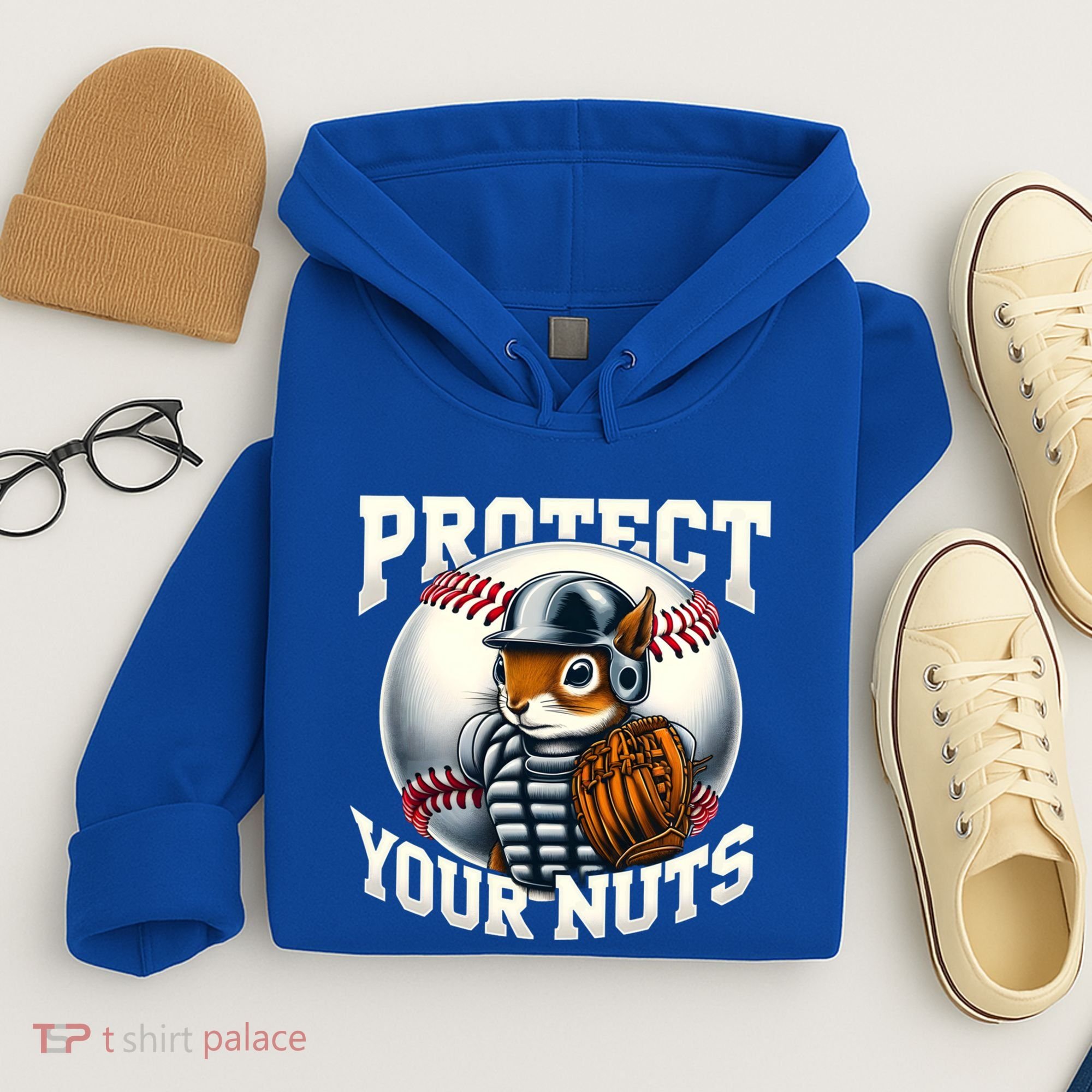 Funny Squirrel Catcher Protect Your Nuts Baseball Lover Gift Hoodie