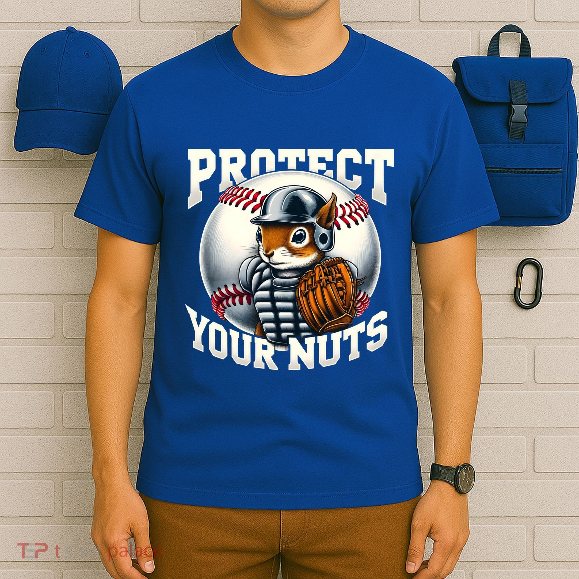 Funny Squirrel Catcher Protect Your Nuts Baseball Lover Gift T-Shirt
