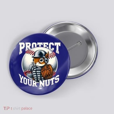 Funny Squirrel Catcher Protect Your Nuts Baseball Lover Gift Button