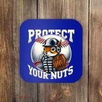Funny Squirrel Catcher Protect Your Nuts Baseball Lover Gift Coaster thumb 0