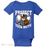 Funny Squirrel Catcher Protect Your Nuts Baseball Lover Gift Baby Bodysuit thumb 0