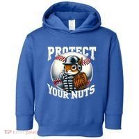 Funny Squirrel Catcher Protect Your Nuts Baseball Lover Gift Toddler Hoodie thumb 0