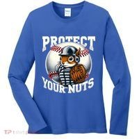 Funny Squirrel Catcher Protect Your Nuts Baseball Lover Gift Women's Long Sleeve Shirt thumb 0