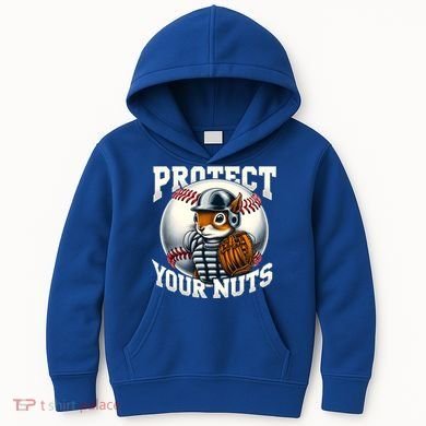 Funny Squirrel Catcher Protect Your Nuts Baseball Lover Gift Kids Hoodie