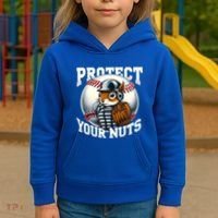 Funny Squirrel Catcher Protect Your Nuts Baseball Lover Gift Kids Hoodie thumb 3