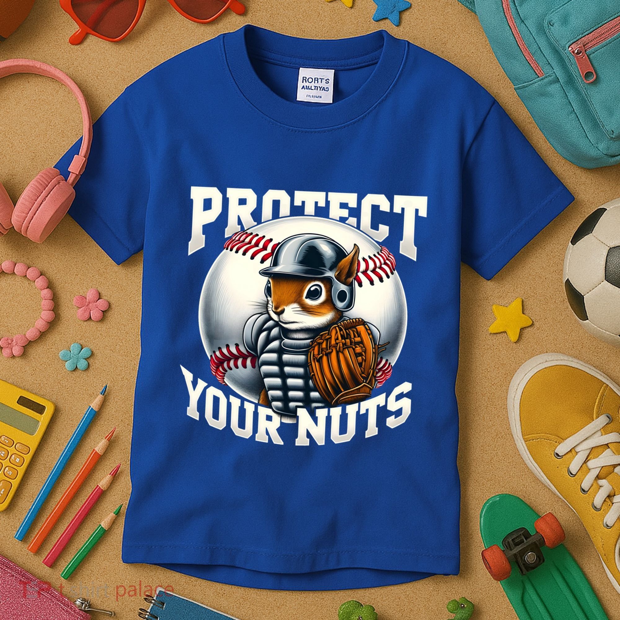Funny Squirrel Catcher Protect Your Nuts Baseball Lover Gift Kids T-Shirt