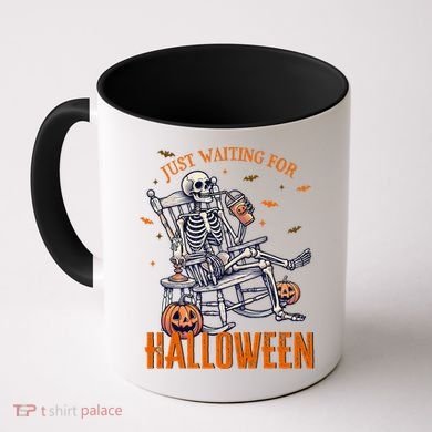 Funny Skeleton Christmas Design Just Waiting For Halloween Coffee Mug