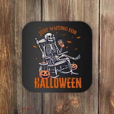 Funny Skeleton Christmas Design Just Waiting For Halloween Coaster