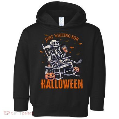 Funny Skeleton Christmas Design Just Waiting For Halloween Toddler Hoodie