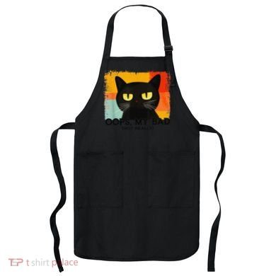 Funny Silly Cat Oops My Bad Not Really Sarcastic Saying Cat Apron