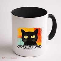 Funny Silly Cat Oops My Bad Not Really Sarcastic Saying Cat Coffee Mug thumb 1