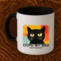 Funny Silly Cat Oops My Bad Not Really Sarcastic Saying Cat Coffee Mug thumb 2