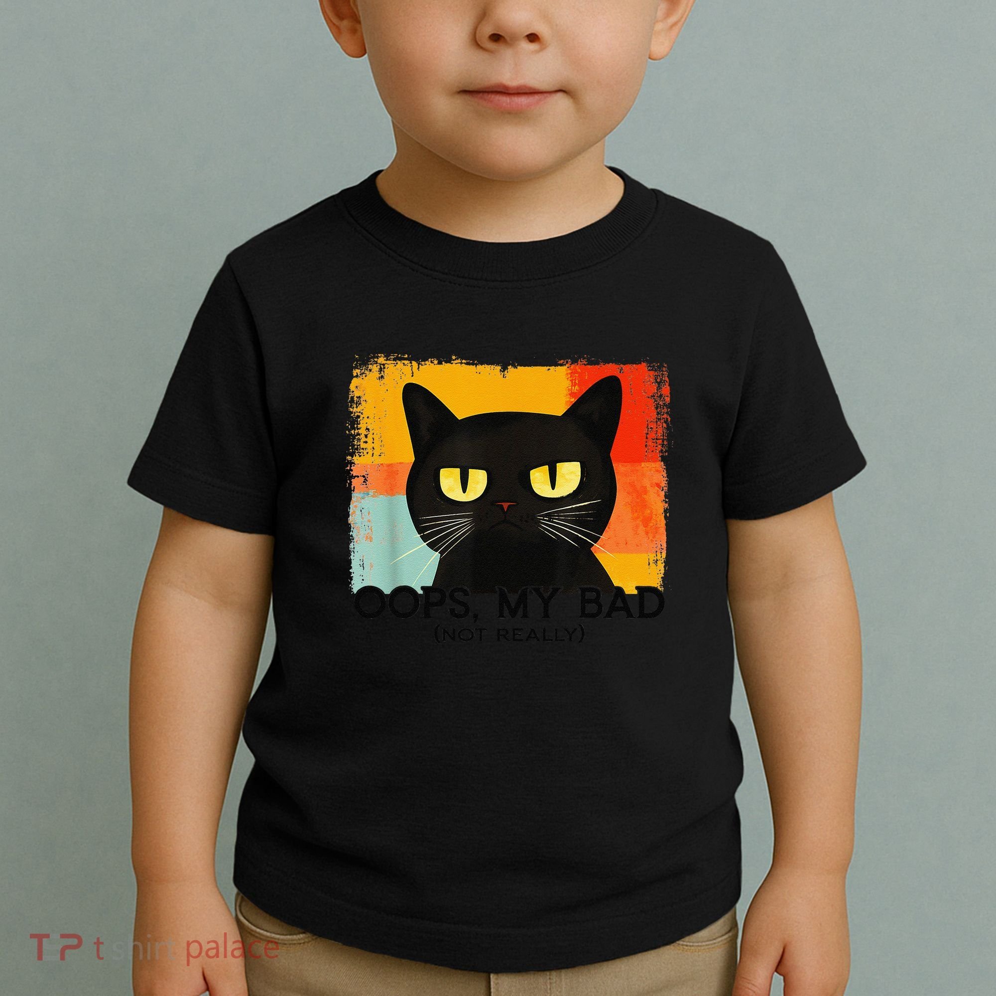 Funny Silly Cat Oops My Bad Not Really Sarcastic Saying Cat Toddler T-Shirt