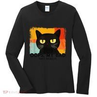 Funny Silly Cat Oops My Bad Not Really Sarcastic Saying Cat Women's Long Sleeve Shirt thumb 0