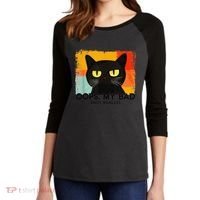 Funny Silly Cat Oops My Bad Not Really Sarcastic Saying Cat Women's Tri-Blend 3/4-Sleeve Raglan Shirt thumb 2
