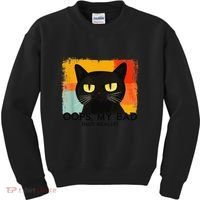 Funny Silly Cat Oops My Bad Not Really Sarcastic Saying Cat Kids Sweatshirt thumb 0