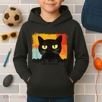 Funny Silly Cat Oops My Bad Not Really Sarcastic Saying Cat Kids Hoodie thumb 2