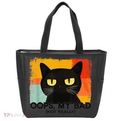 Funny Silly Cat Oops My Bad Not Really Sarcastic Saying Cat Tote Bag