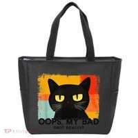 Funny Silly Cat Oops My Bad Not Really Sarcastic Saying Cat Tote Bag thumb 0