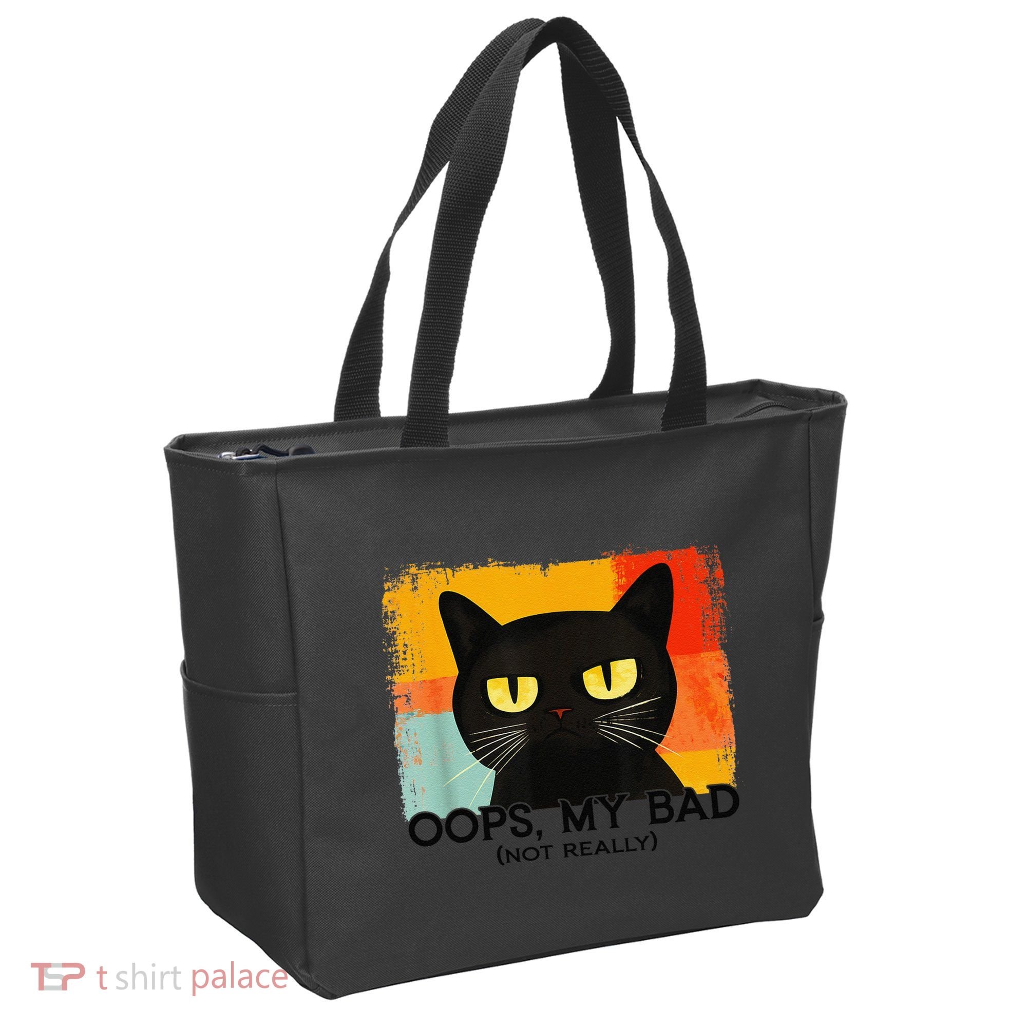Funny Silly Cat Oops My Bad Not Really Sarcastic Saying Cat Tote Bag