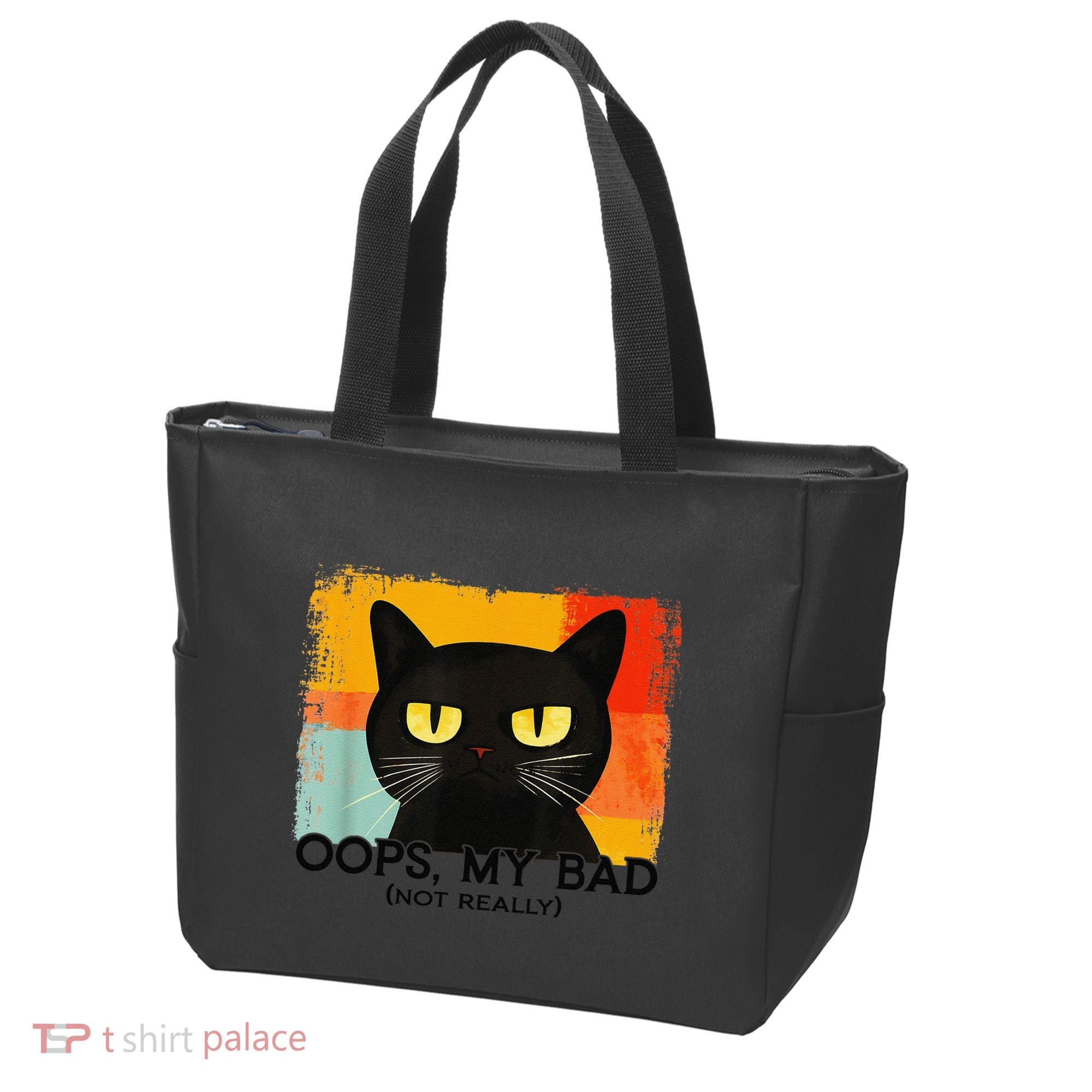 Funny Silly Cat Oops My Bad Not Really Sarcastic Saying Cat Tote Bag