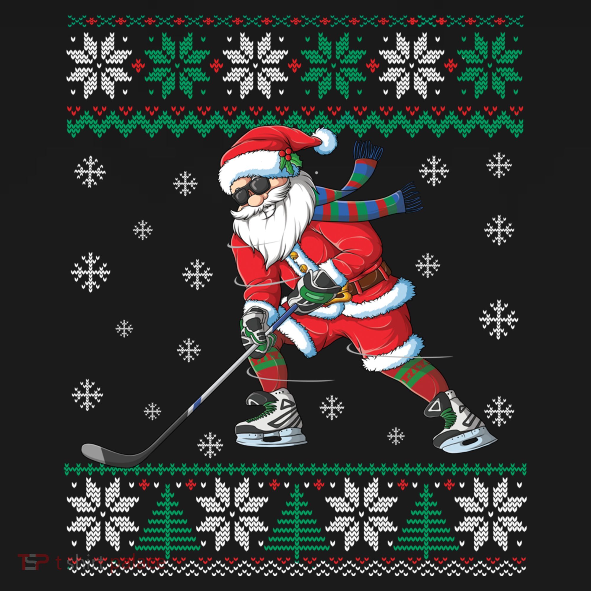 Funny Santa Claus Christmas Ice Hockey Ugly Sweater Boys Great Gift Bucket Hat