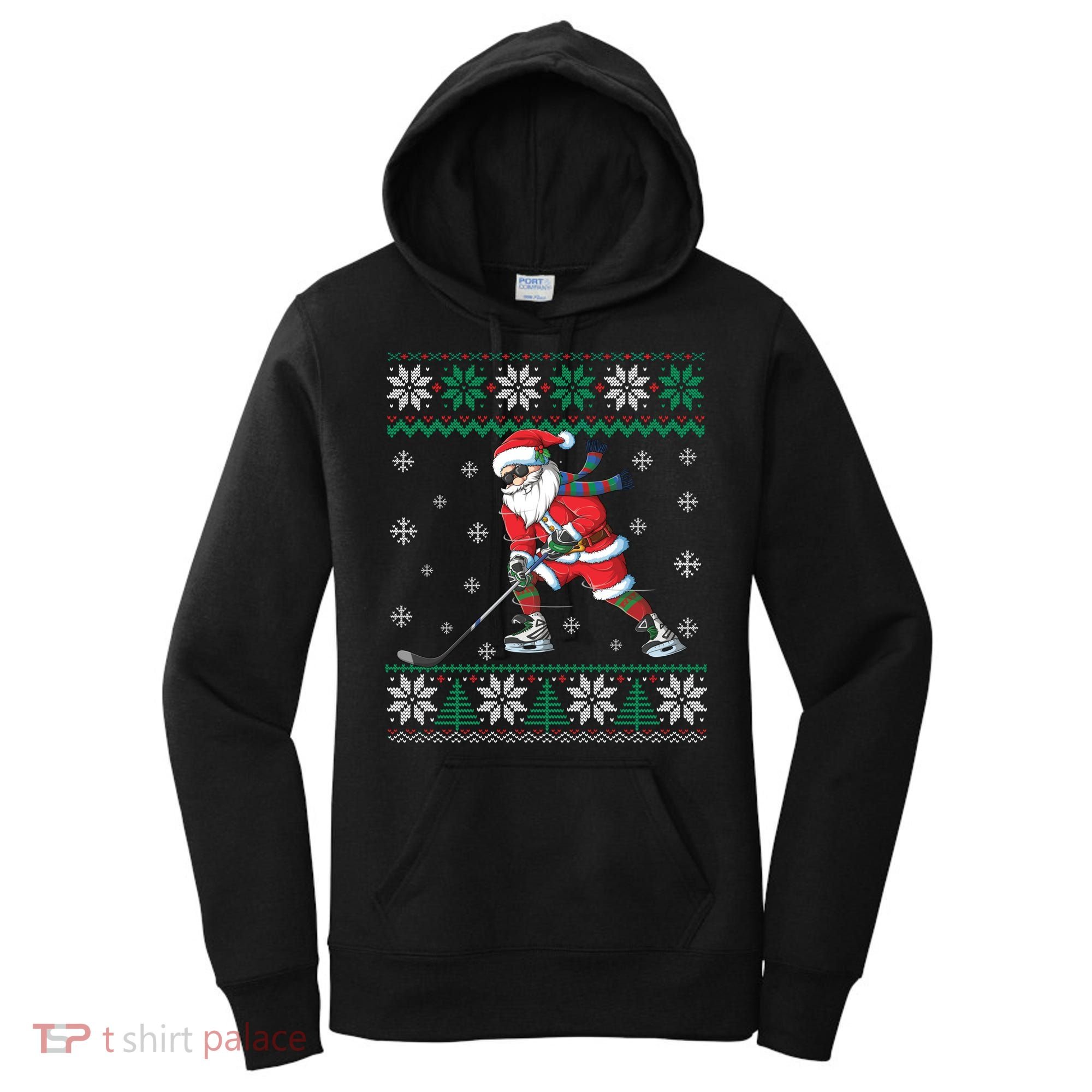 Funny Santa Claus Christmas Ice Hockey Ugly Sweater Boys Great Gift Women's Hoodie