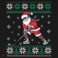 Funny Santa Claus Christmas Ice Hockey Ugly Sweater Boys Great Gift Women's Hoodie thumb 2