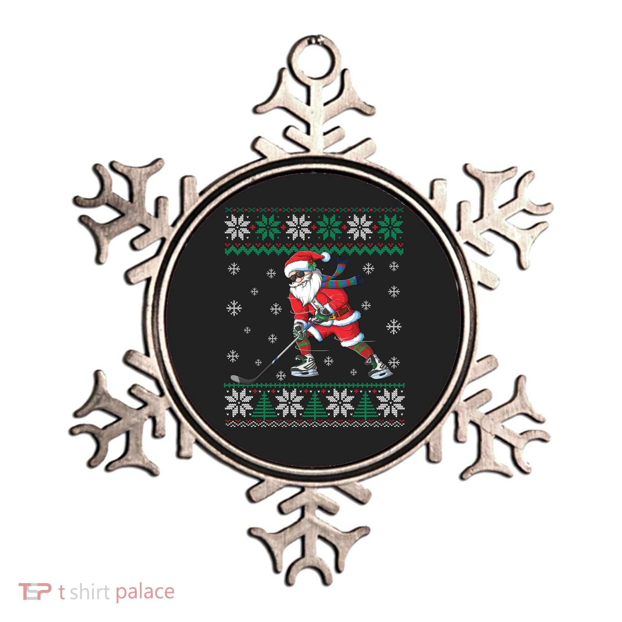Funny Santa Claus Christmas Ice Hockey Ugly Sweater Boys Great Gift Ornament