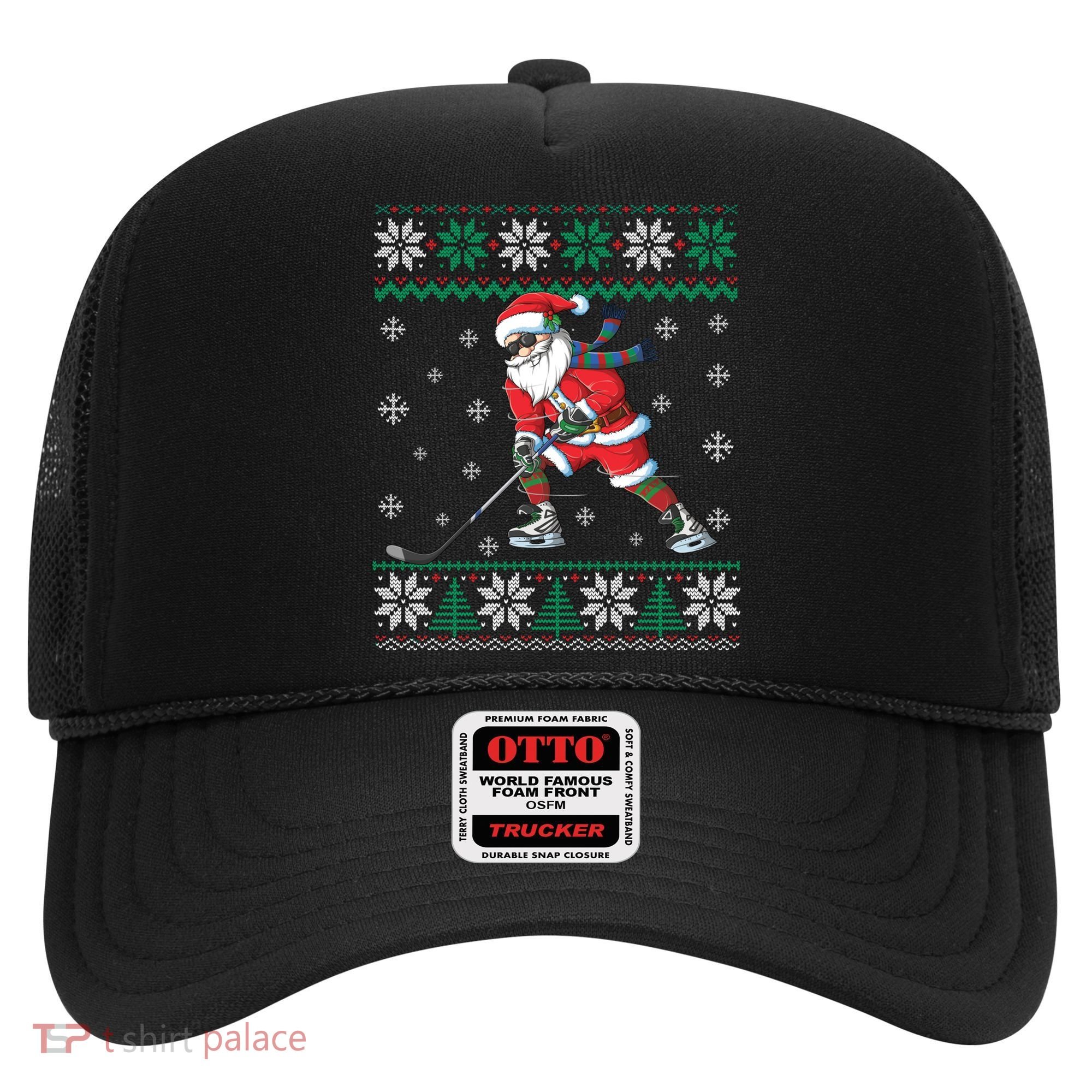 Funny Santa Claus Christmas Ice Hockey Ugly Sweater Boys Great Gift Hat