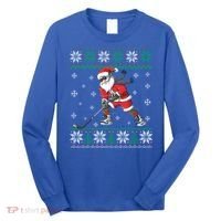 Funny Santa Claus Christmas Ice Hockey Ugly Sweater Boys Great Gift Long Sleeve Shirt thumb 0
