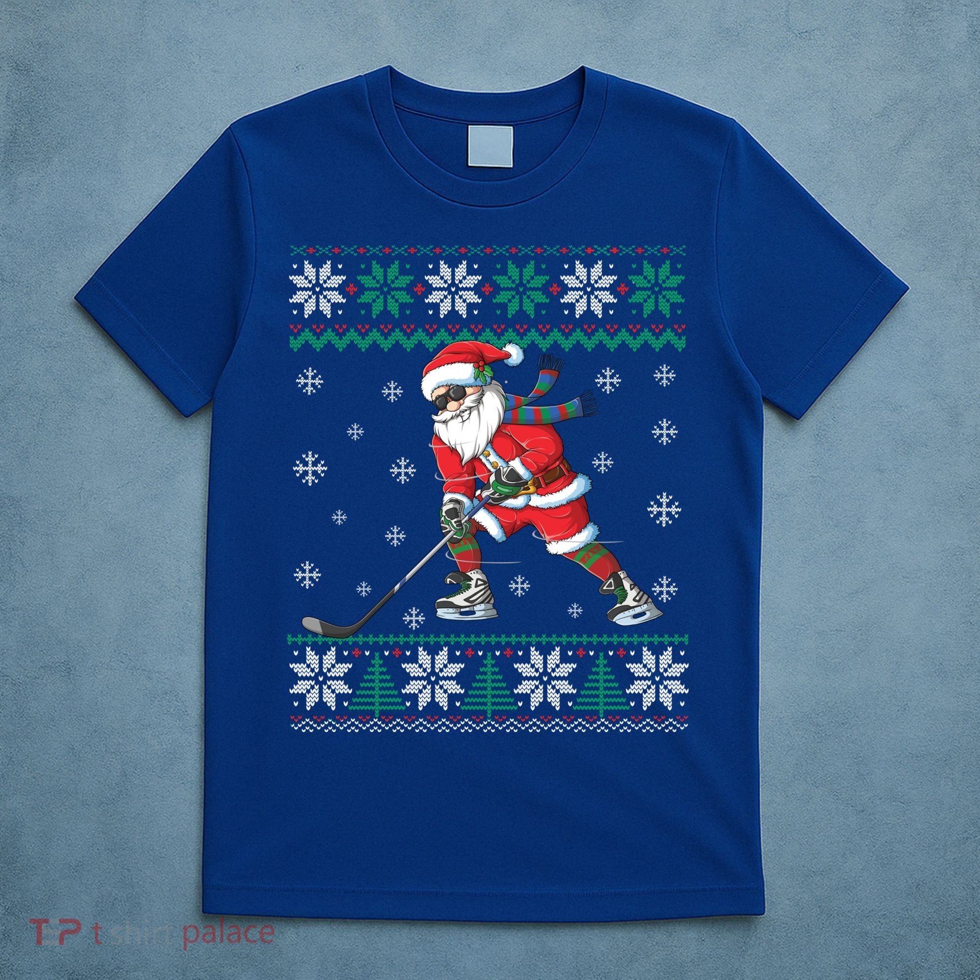 Funny Santa Claus Christmas Ice Hockey Ugly Sweater Boys Great Gift T-Shirt