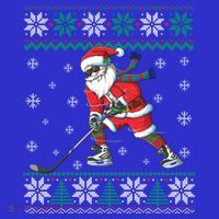 Funny Santa Claus Christmas Ice Hockey Ugly Sweater Boys Great Gift T-Shirt thumb 7
