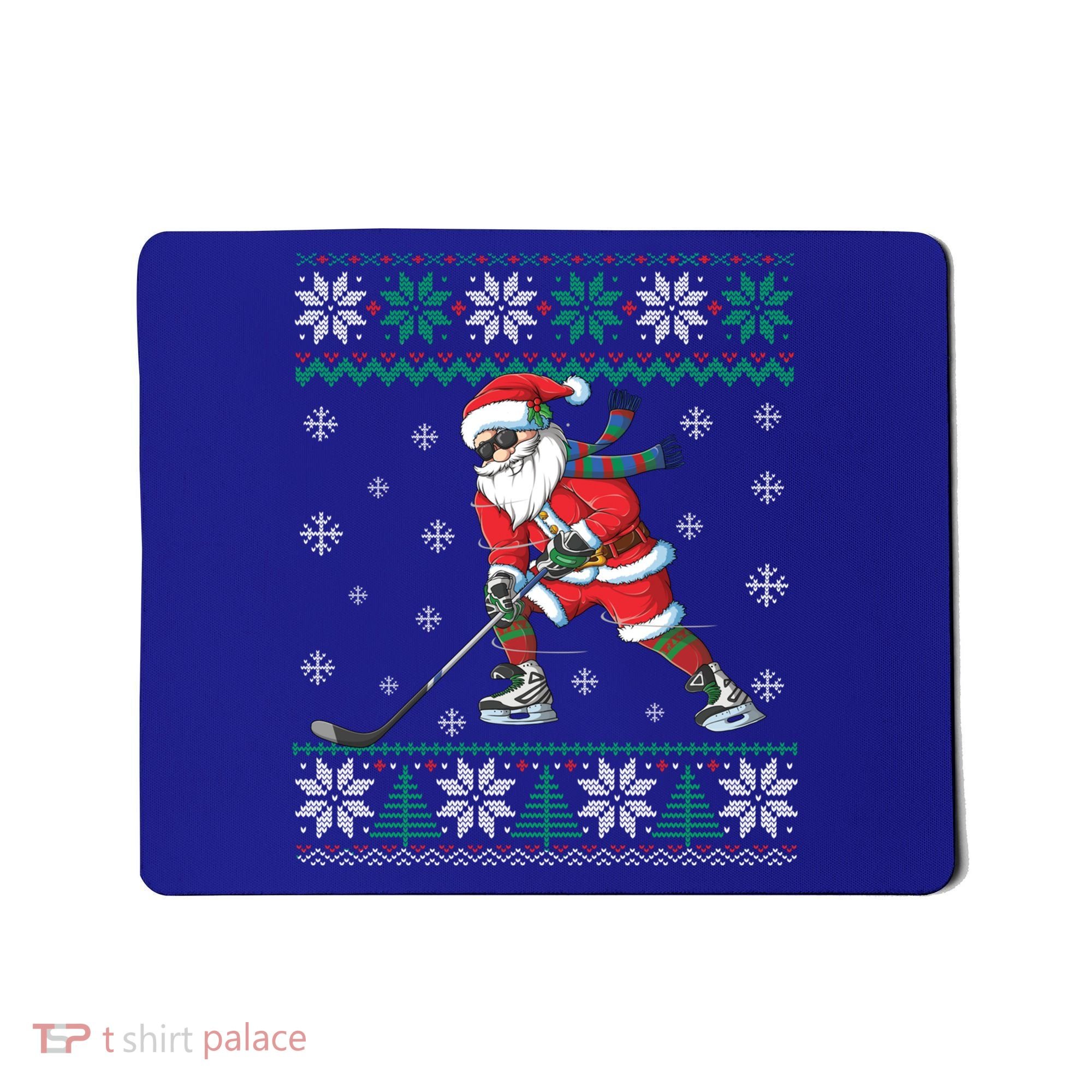 Funny Santa Claus Christmas Ice Hockey Ugly Sweater Boys Great Gift Mousepad