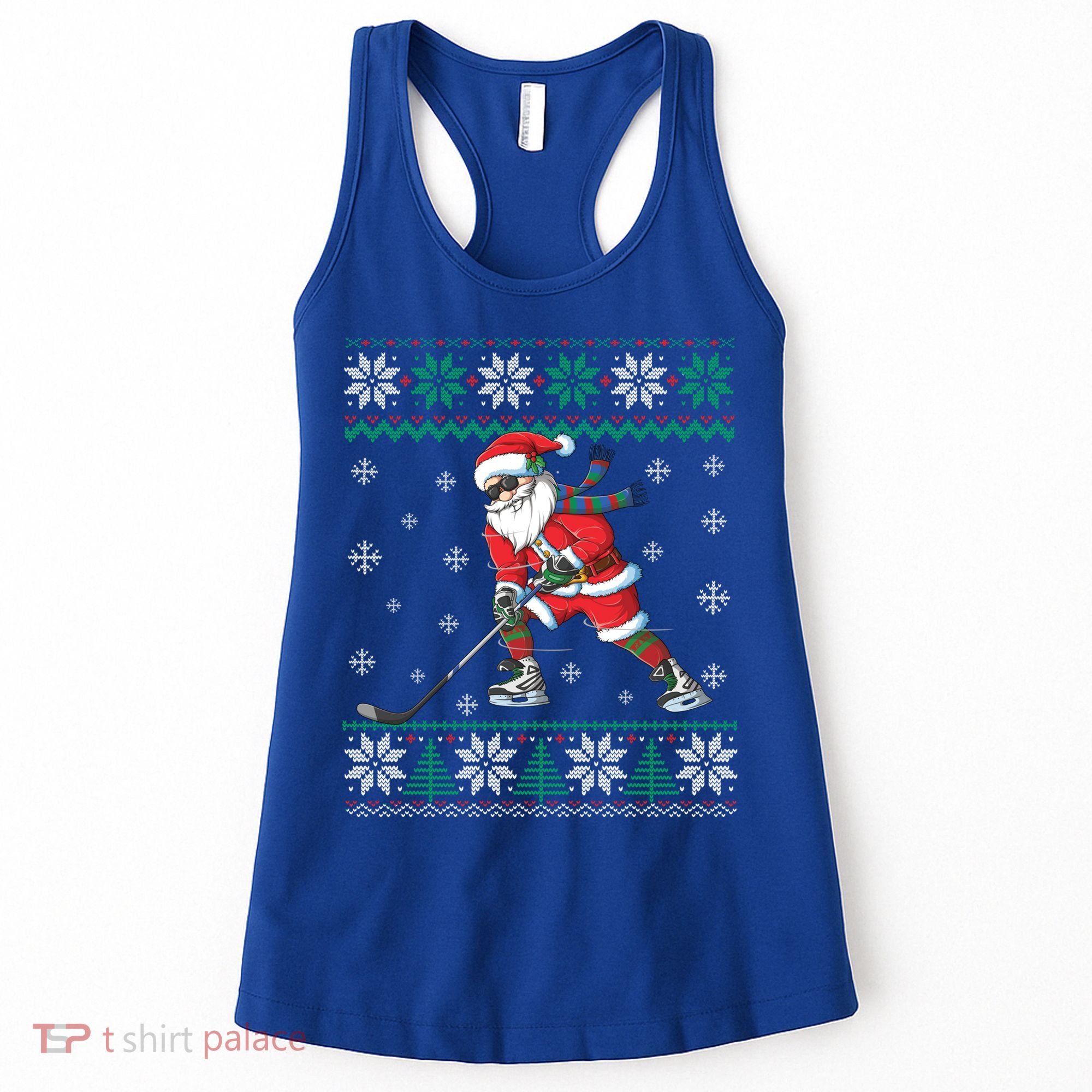 Funny Santa Claus Christmas Ice Hockey Ugly Sweater Boys Great Gift Women's Tank Top