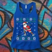 Funny Santa Claus Christmas Ice Hockey Ugly Sweater Boys Great Gift Women's Tank Top thumb 3
