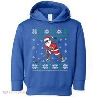 Funny Santa Claus Christmas Ice Hockey Ugly Sweater Boys Great Gift Toddler Hoodie thumb 0
