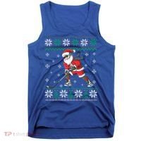 Funny Santa Claus Christmas Ice Hockey Ugly Sweater Boys Great Gift Tank Top thumb 0