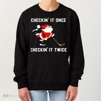 Funny Santa Clause Christmas Ice Hockey For Boys Great Gift Women's Sweatshirt thumb 0